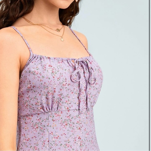 PacSun John Galt Ditzy Floral Lilac Purple Milkmaid Sundress - Picture 3 of 11